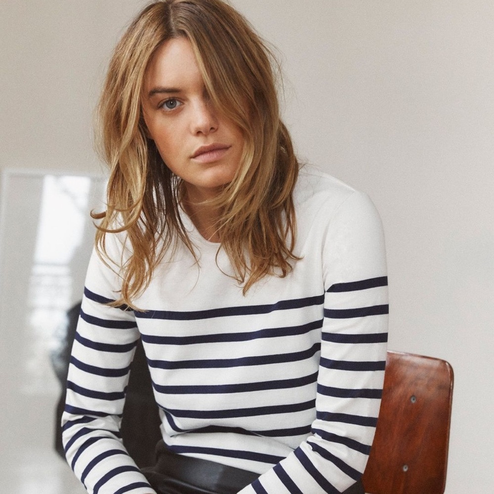 Sezane Oscar Striped Breton Keyhole Top